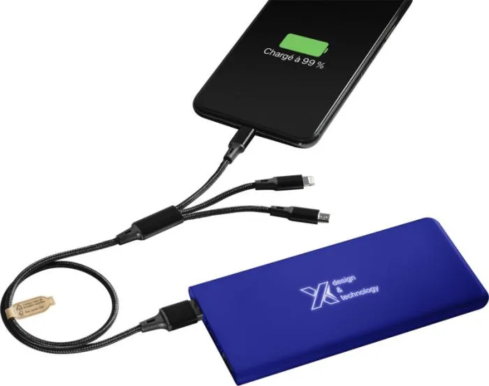 SCX.design P15 ilgtspējīga tehnoloģiju merch personalizācija | Watermelon SIA SCX.design P15 power bank druka un 5-in-1 rPET kabelis pārstrādāta papīra dāvanu iesaiņojumā