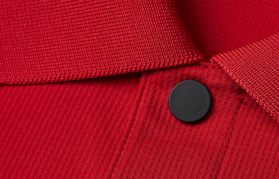 ID Identity premium polo krekla apkakles un pogas detaļa sarkanā krāsā