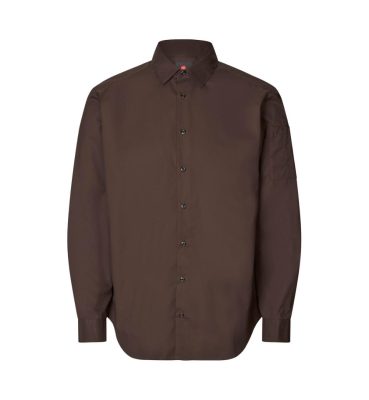 Krekls ar logo SEVEN SEAS Poplin mocca krāsā biznesa stilam