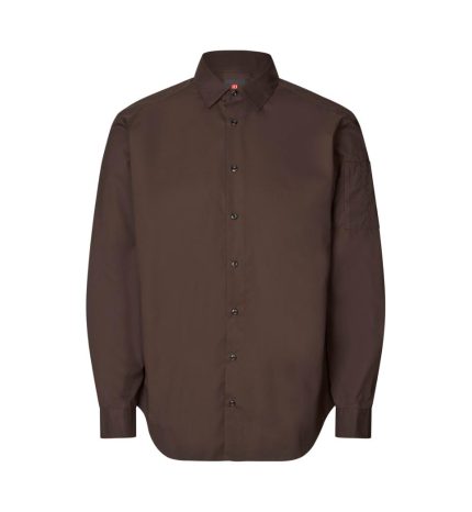 Krekls ar logo SEVEN SEAS Poplin mocca krāsā biznesa stilam